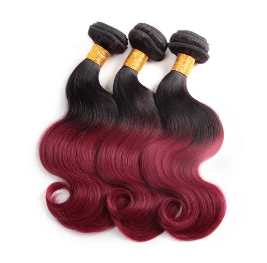HIHAIR DARK ROOT BURGUNDY 1B/530 BODY WAVE BUNDLE DEAL