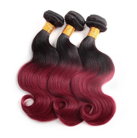 HIHAIR DARK ROOT BURGUNDY 1B/530 BODY WAVE BUNDLE DEAL