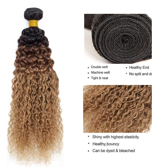 HIHAIR® 1B/4/27 OMBRE WATER WAVE HAIR BUNDLE - 100% HUMAN VIRGIN HAIR