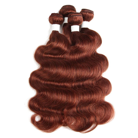 HIHAIR® 33B REDDISH BROWN BODY WAVE HAIR BUNDLE - 100% HUMAN VIRGIN HAIR
