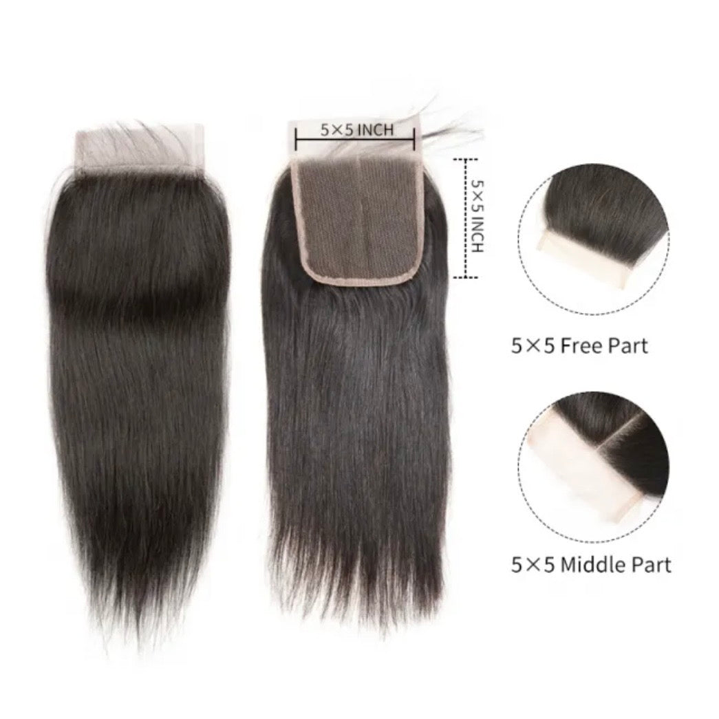 HD LACE STRAIGHT CLOSURE 5*5 - 100% HUMAN VIRGIN HAIR Media 1 of 4