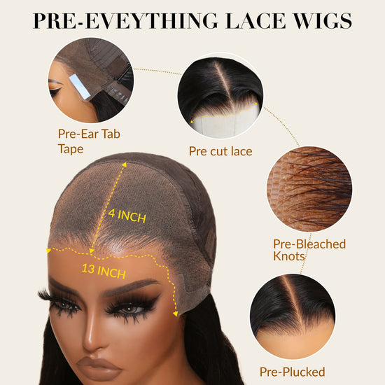 HIHAIR® 13x4 Pre-cut Lace Caramel Brown Honey Blonde Highlights Water Wave Glueless Drawstring Wig