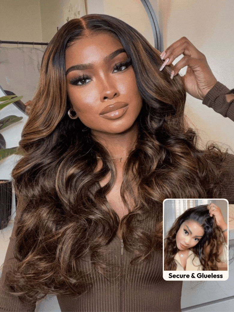 HIHAIR®  7x5 Pre-cut Glueless Lace Balayage Highlight Body Wave with Drawstring Wig