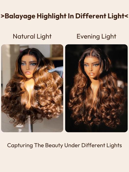 HIHAIR®  7x5 Pre-cut Glueless Lace Balayage Highlight Body Wave with Drawstring Wig