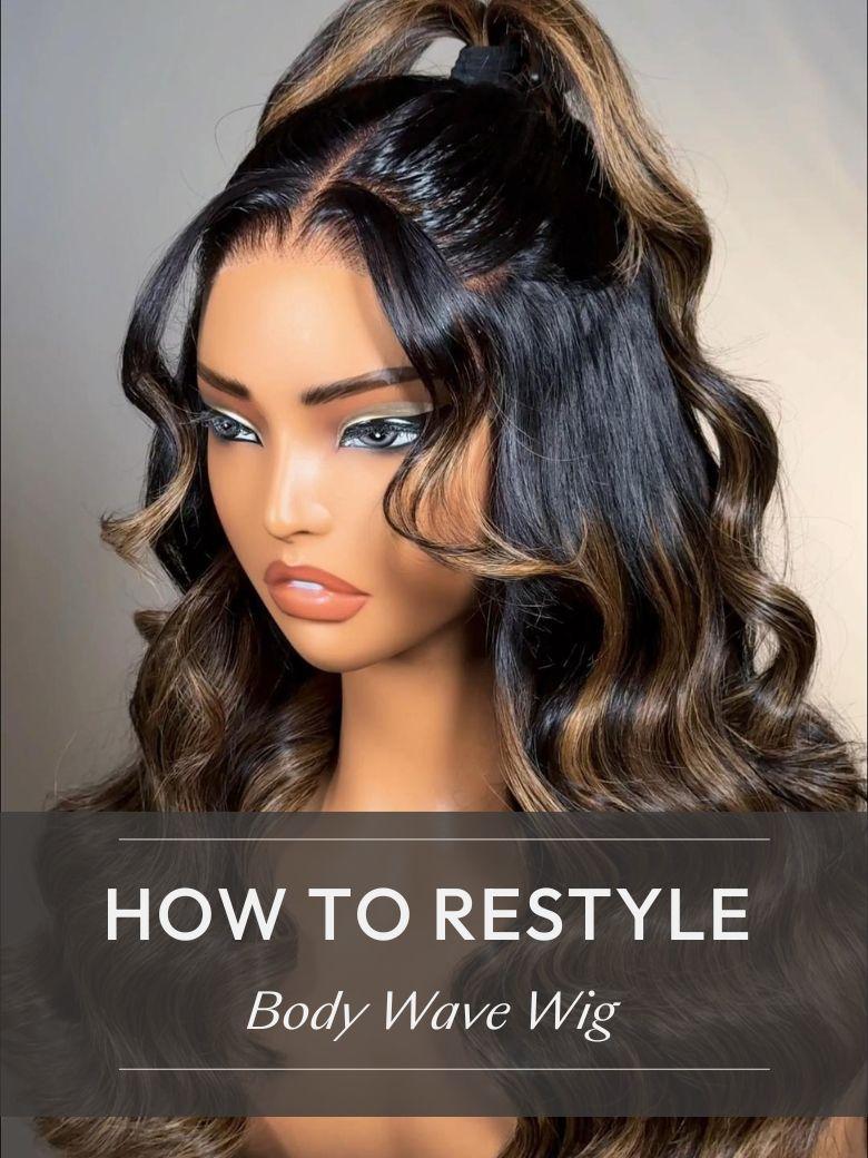 HIHAIR®  7x5 Pre-cut Glueless Lace Balayage Highlight Body Wave with Drawstring Wig