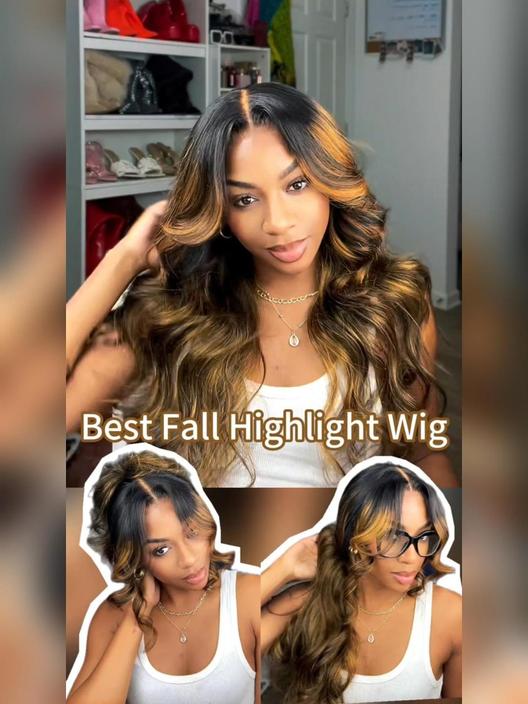 HIHAIR®  7x5 Pre-cut Glueless Lace Balayage Highlight Body Wave with Drawstring Wig