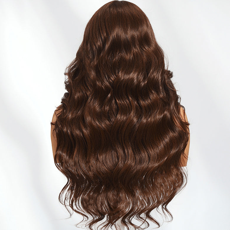 HIHAIR® Auburn Brown 13x4 Precut Lace Loose Wave With Invisi Drawstring 150% Density 100% Human Hair Wig