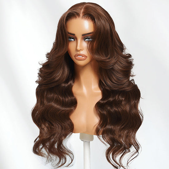 HIHAIR® Auburn Brown 13x4 Precut Lace Loose Wave With Invisi Drawstring 150% Density 100% Human Hair Wig