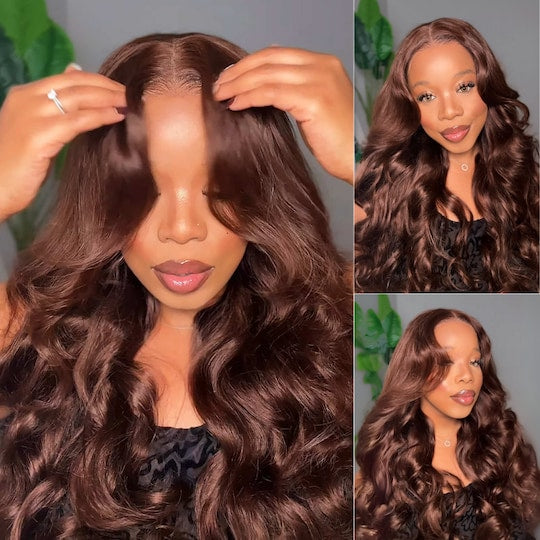 HIHAIR® Auburn Brown 13x4 Precut Lace Loose Wave With Invisi Drawstring 150% Density 100% Human Hair Wig