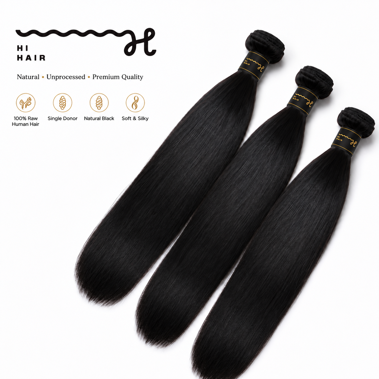 HIHAIR® RAW HAIR BUNDLE STRAIGHT - 100% HUMAN VIRGIN HAIR
