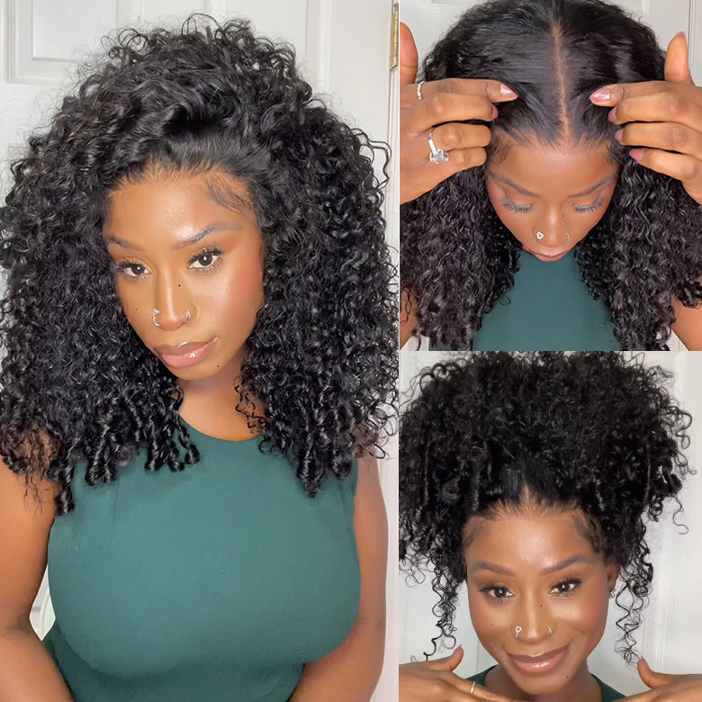 HIHAIR® 7x5 Pre-cut Lace Curly Texture Premium Hair with Drawstring Wig With Finger Coil Ends