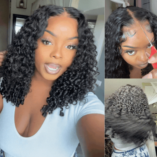 HIHAIR® 7x5 Pre-cut Lace Curly Texture Premium Hair with Drawstring Wig With Finger Coil Ends