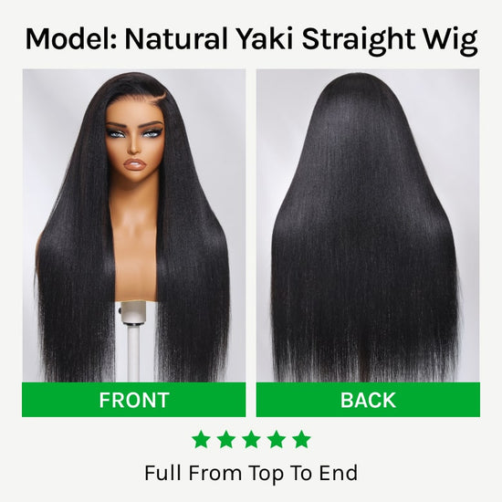 HIHAIR® Yaki Straight 7x5 Pre-cut Glueless Lace Wigs Human Hair Lace Wig