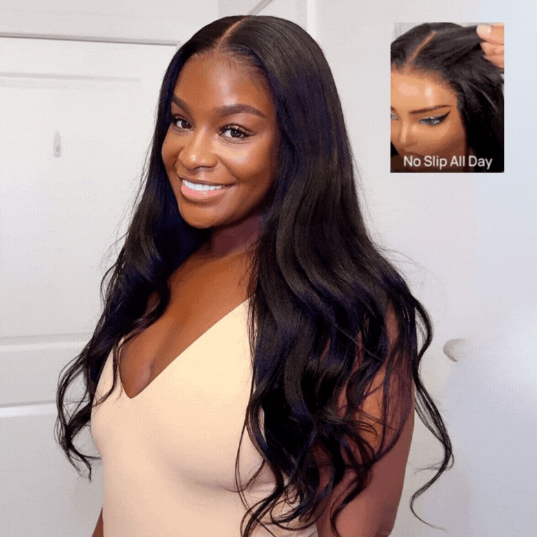 HIHAIR® Yaki Straight 7x5 Pre-cut Glueless Lace Wigs Human Hair Lace Wig