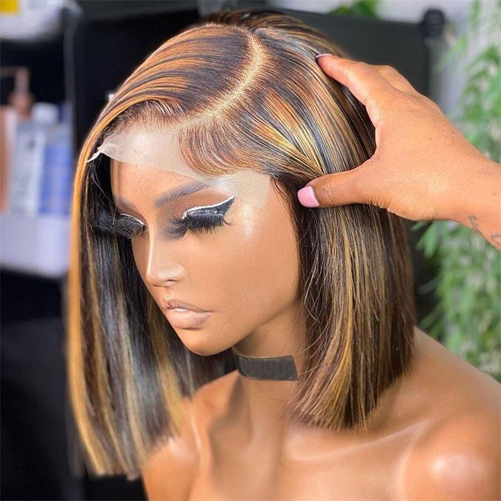 HIHAIR® P1B30 Brown BOB WIG 13*4 LACE FRONTAL - 100% HUMAN VIRGIN HAIR
