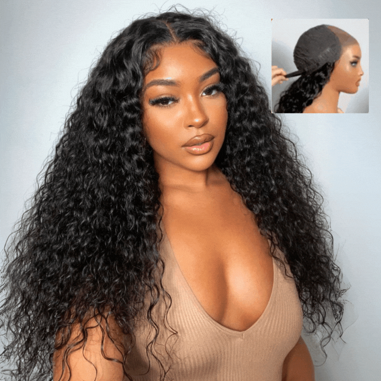 HIHAIR® 7x5 Pre-cut Lace Glueless Water Wave  With Drawstring With Baby Hair