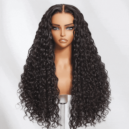 HIHAIR® 7x5 Pre-cut Glueless Water Wave wig with Drawstring With Baby Hair wigs