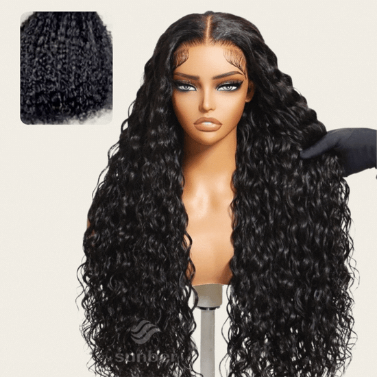 HIHAIR® 7x5 Pre-cut Glueless Water Wave wig with Drawstring With Baby Hair wigs