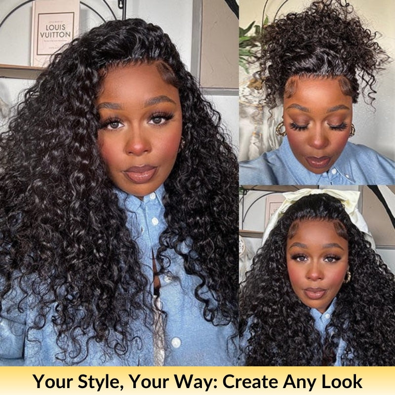 HIHAIR® 7x5 Pre-cut Lace Glueless Water Wave  With Drawstring With Baby Hair