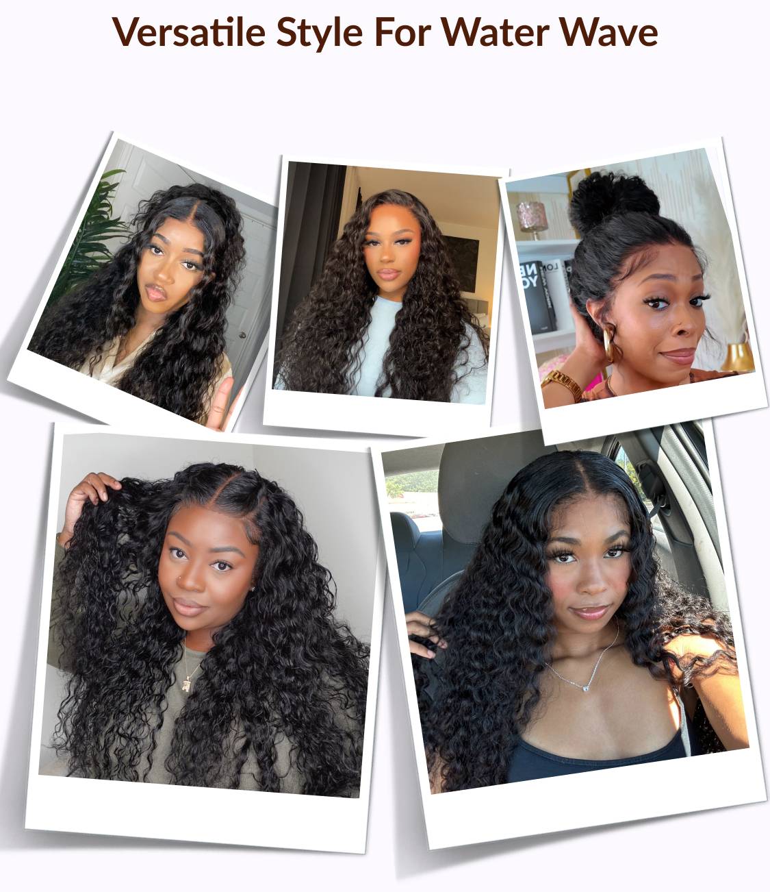 HIHAIR® 7x5 Pre-cut Glueless Water Wave wig with Drawstring With Baby Hair wigs