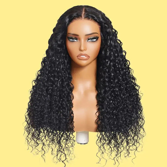 HIHAIR® 7x5 Pre-cut Glueless Water Wave wig with Drawstring With Baby Hair wigs