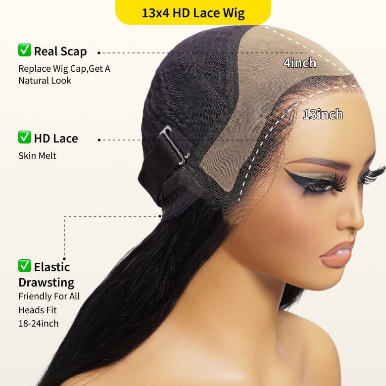 HIHAIR® 7x5 Pre-cut Glueless Water Wave wig with Drawstring With Baby Hair wigs