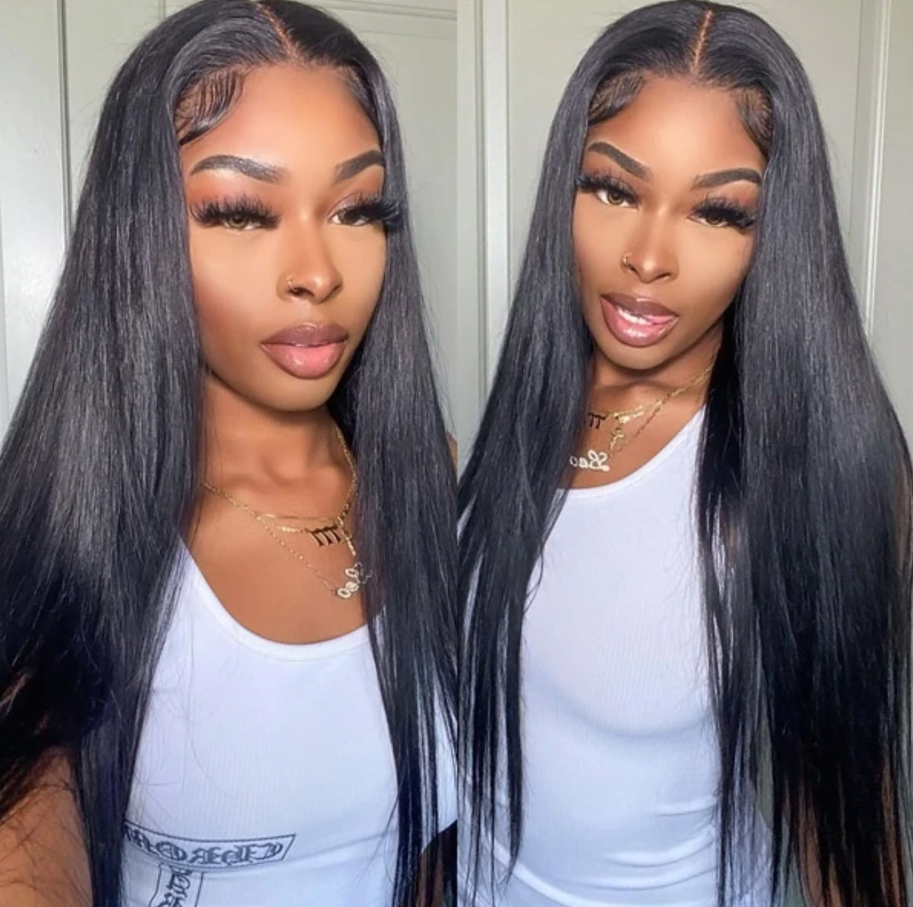 HIHAIR Straight Lace Frontal Wig 100 Human Virgin Hair 13 4 150D 18