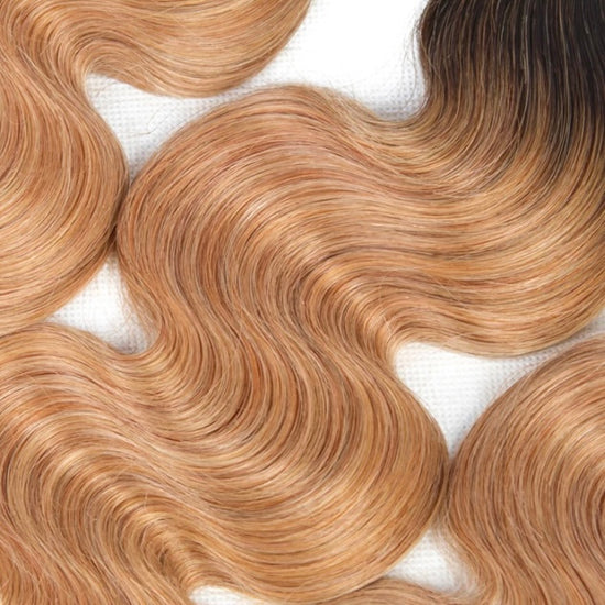 DARK ROOT HONEY BLONDE 1B/27 BODY WAVE HAIR BUNDLE - 100% HUMAN VIRGIN HAIR