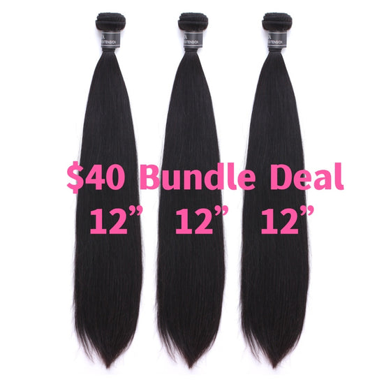 $40 BUNDLE DEAL 12" 12" 12"- 100% Human Virgin Hair