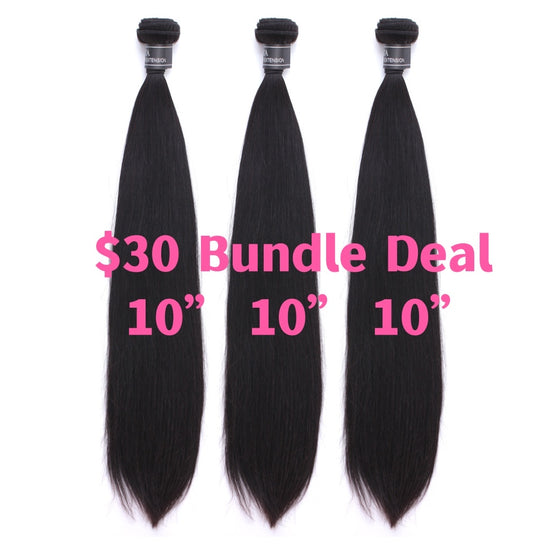 $30 BUNDLE DEAL 10" 10" 10"- 100% Human Virgin Hair