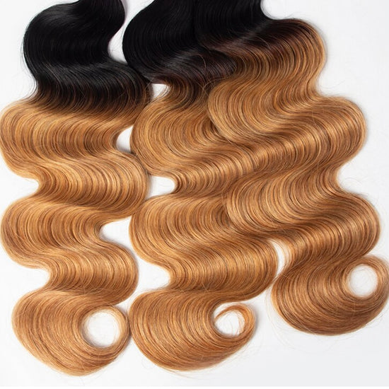 DARK ROOT HONEY BLONDE 1B/27 BODY WAVE HAIR BUNDLE - 100% HUMAN VIRGIN HAIR