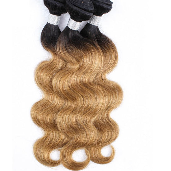 DARK ROOT HONEY BLONDE 1B/27 BODY WAVE HAIR BUNDLE - 100% HUMAN VIRGIN HAIR